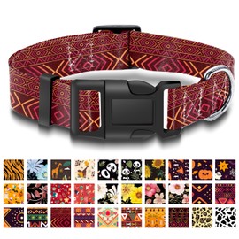 Seyezo Dog Collar with Bohemia Floral Tribal Geometric Patterns, Soft Ethnic Style Collar for Boys and Girls Puppy, Adjustable Pet Collar for Small Medium Large Dogs(Geometric Arrow, S)