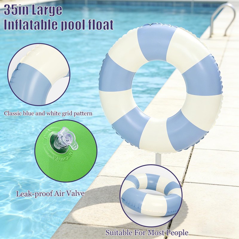 4Pcs Inflatable Pool Float for Adults 31 Inch Classic Striped