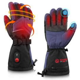 SNOW DEER Heated Work Gloves Men Women,Cut-Resistance Rechargeable Waterproof Winter Gloves for Outdoor, Touchscreen Warming Working Glove Navy Blue