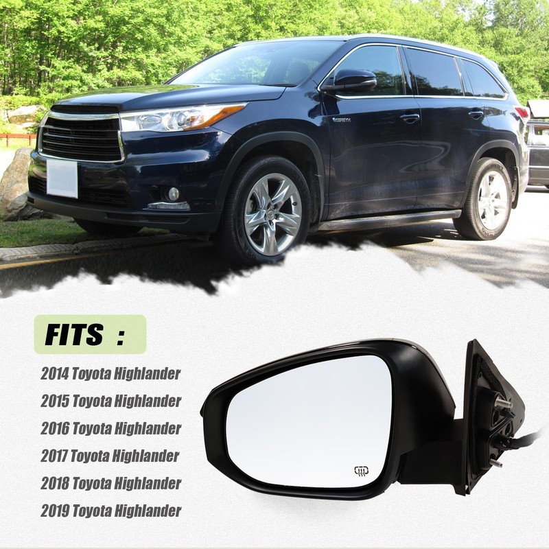 Lqito Left Driver side Mirror Fits 2014-2019 Toyota Highlander With
