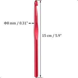 6Pcs 8mm Aluminum Crochet Hook Knitting Needles US Size L (Size 11) for DIY Yarn Craft,Nice Gift for Women Adults Kids Children Beginners (Red)