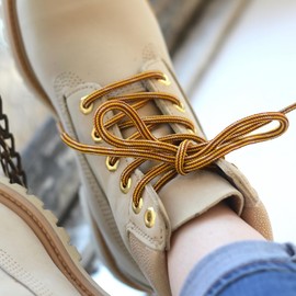 Mercury + Maia Honey Badger Boot Laces Heavy Duty w/Kevlar - Made in USA - Thick Bootlaces for Work and Hiking Boots - Gold, 54 in (1p)