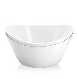 Yedio Salad Bowls Set, 40 Ounces Porcelain Serving Bowls for Kitchen, Large White Bowls for Soup, Oatmeal, Pasta, Snacks, Set of 2, Microwave Dishwasher Safe