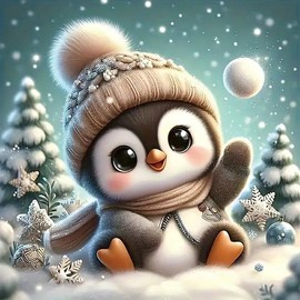 Penguin Pattern DIY Diamond Arts Colorful Painting Kit without Frame, DIY 5D Diamond Arts Colorful Painting for Bedroom Wall Decor