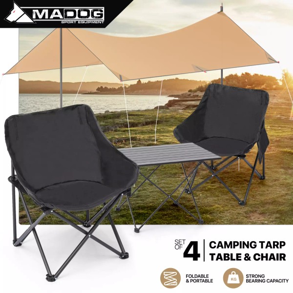 Madog [2 CHAIRS+PICNIC TABLE+TENT TRAP] Outdoor Portable Foldable Hiking Camping