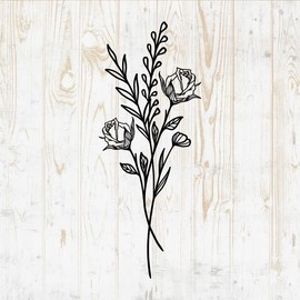 Flower Bouquets Wall Decals - Flower Bouquets Wall Stickers - Minimalistic Minimalist Floral Botanical Silhouette - Car Window Tumbler Laptop Water Bottle Bedroom Room Home Kitchen Décor DWSV12801