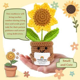 ticurills Sunflowers Crochet Plant, Ideal Thank You Gifts for Teachers, Personalization Teacher Appreciation Gifts from Students, Inspirational Gift for Women Coworker Friends Employee