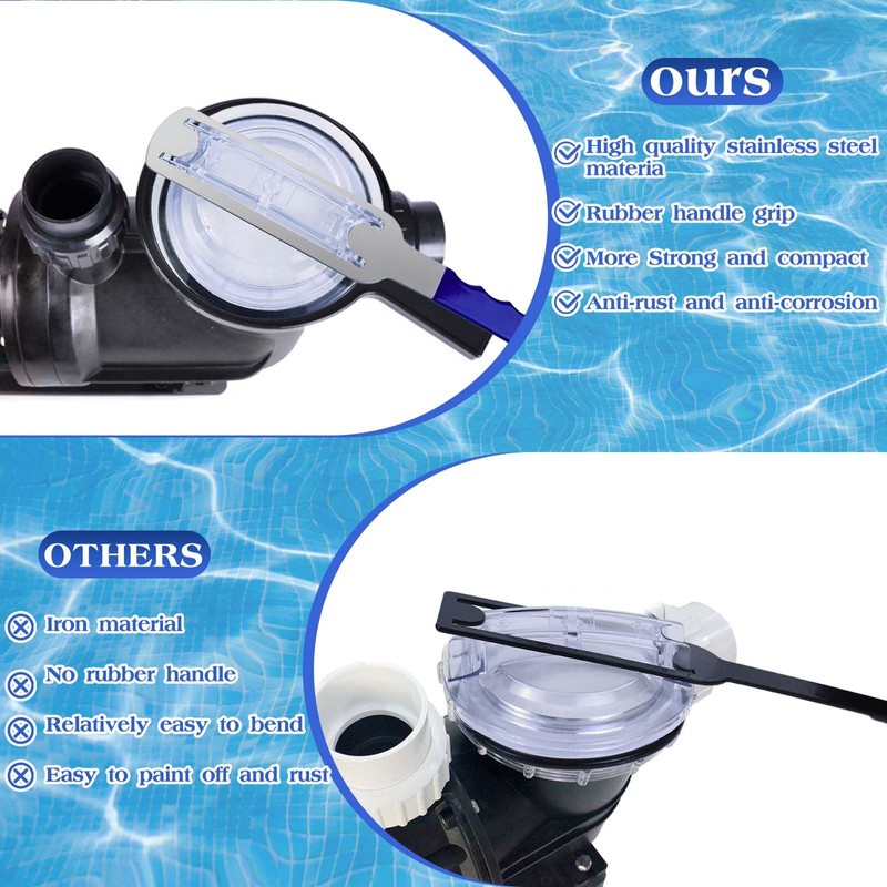Pool Pump Lid Removal Tool with Handle Grip, Upgraded Metal