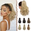 FESHFEN Drawstring Ponytail Extension, 15 inch Classic Loose Curly Wavy Synthetic Pony tails Hair Extensions Hairpieces for Women, Mixed Blonde