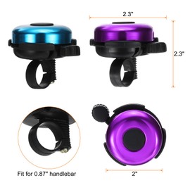 sourcing map 2pcs Bike Bell Classic Bicycle Bell with Loud Crisp Clear Sound Bike Ring Bell Aluminum Bike Accessories for Road Mountain Bike, Blue Purple