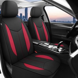 CAROMOP Waterproof Car Seat Cover Full Seats, Neoprene Seat Covers for Cars,Split Bench Compatible Car Interior Covers, Universal Fit Most Car Sedan Truck SUV(Black/Red)
