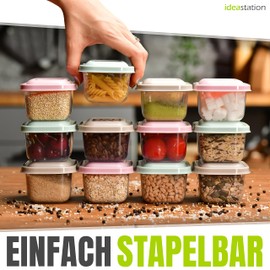 idea-station Storage Containers, 250 ml, Anthracite with Lid Stackable Food Storage Containers Storage Boxes Lunch Box Kitchen Aid Meal Prep Freezer Containers, Set of 12