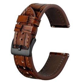 BISONSTRAP Sophisticated Watch Strap 18 mm 20 mm 22 mm Italian Leather with Alligator Embossed Quick Release Bracelet, 20 mm, Leather, No gemstone