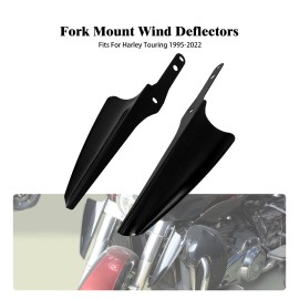 HDBUBALUS Black Front Fork Mount Wind Deflectors For Harley Road King Electra Glide 95-23