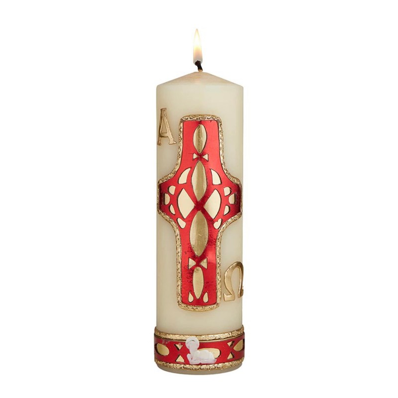 Needzo Religious Candle Mosaic Inspired Unscented Pillar Candles for Mass