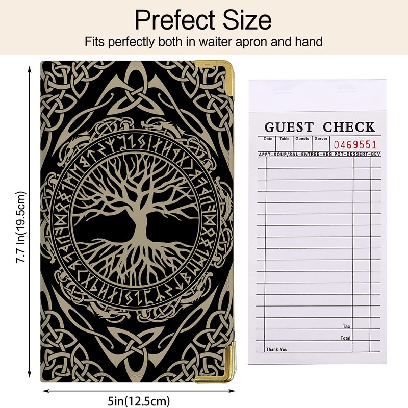 Waitress Book, Vikings Tree Server Books for Waitress with Zipper