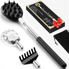 Manita Rascadora Espalda Acero Inoxidable,Rascador de Espalda Telescpica Porttil,Back Scratcher Alivio de Picazn Masaje,Rascar la Espalda Regalos...  