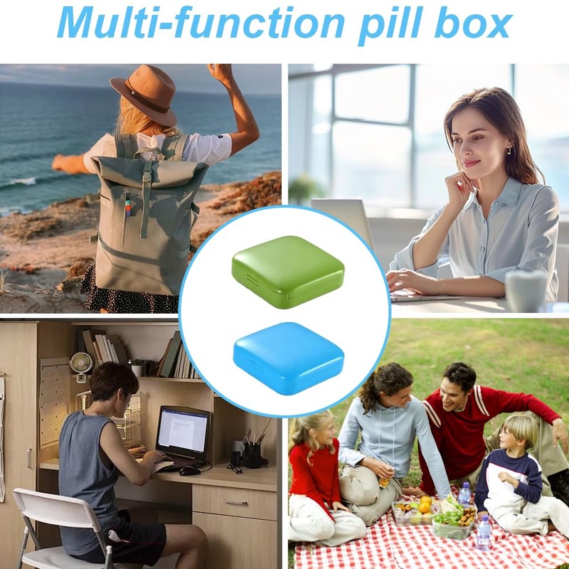Lmyzcbzl 2Pcs 2 Grids Small Pill Box, Portable Pill Box,