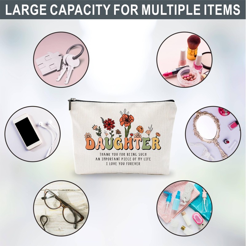 Nuckxy Cosmetic Bag For Daughter, Floral Make Up Bag, Inspirational