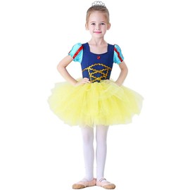 Lito Angels Princess Snow White Ballerina Costume for Kids Girls, Fancy Ballet Tutu Dress Dance Wear, Age 7-8 Years, Yellow (Tag Number 140)