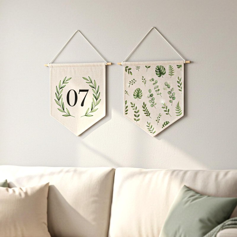 LXUEJIE 2 Pcs Blank Pennant Flag, Cotton Canvas DIY Banner,