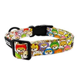 TabisuruMameshiba DogCollar Traveling Bean Shiba Dog Collar Pet Supplies Soft Adjustable (All Stars, S)