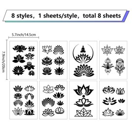 CRASPIRE Lotus Sticker Black Flower Window Stickers Waterproof Removable Vinyl Wall Art for Toilet Bedroom Living Room Decoration