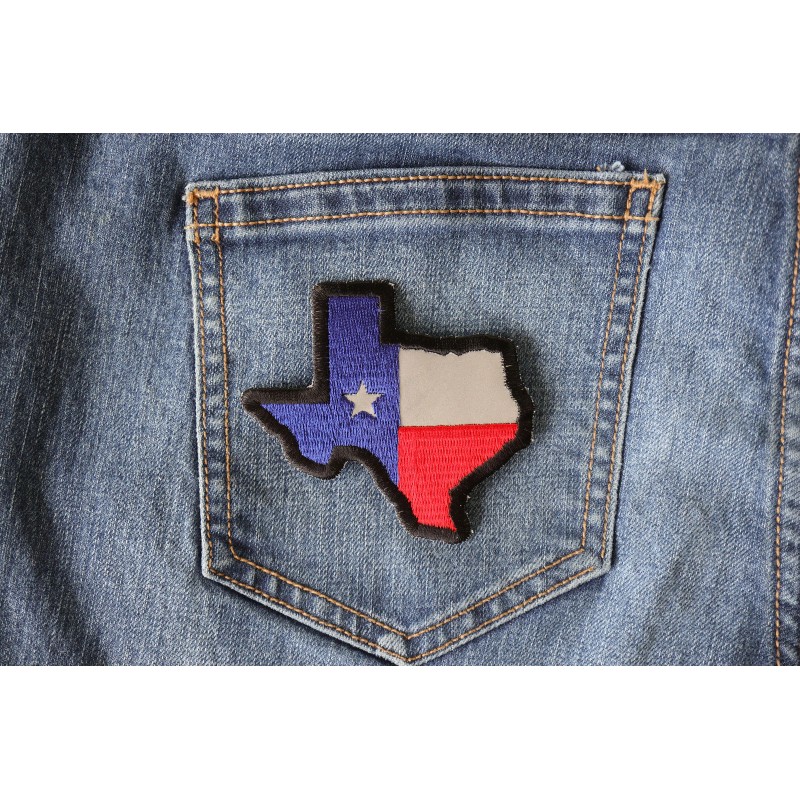 Ivamis Reflective Texas Map Flag Patch- 3x3 inch - P6638