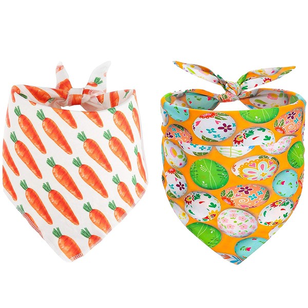2 Pack Easter Dog Bandana Rabbit Easter Egg Pattern Pet
