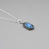 Gempires Natural Labradoritre Hexagon Necklace, Labradorite Crystal Pendant, Healing Jewlery