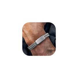 Richsteel Stainless Steel Bracelets for Men, Silver Stylish Non Tarnish Franco Link Bracelet,7.4 Inches Length