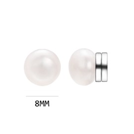 Airokiy 8mm Cultured Pearl Magnet Earrings for Women Studs Magnetic Clip On Earrings Silver Pearl for Non Pierced Ears