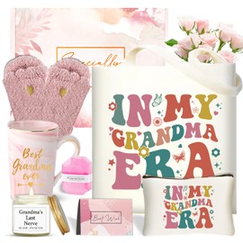 Grandma Birthday Gifts, Mothers Day Gifts for Grandma from Granddaughter Grandson, Uniuqe Christmas Easter Basket with Tote Bag Makeup Bag