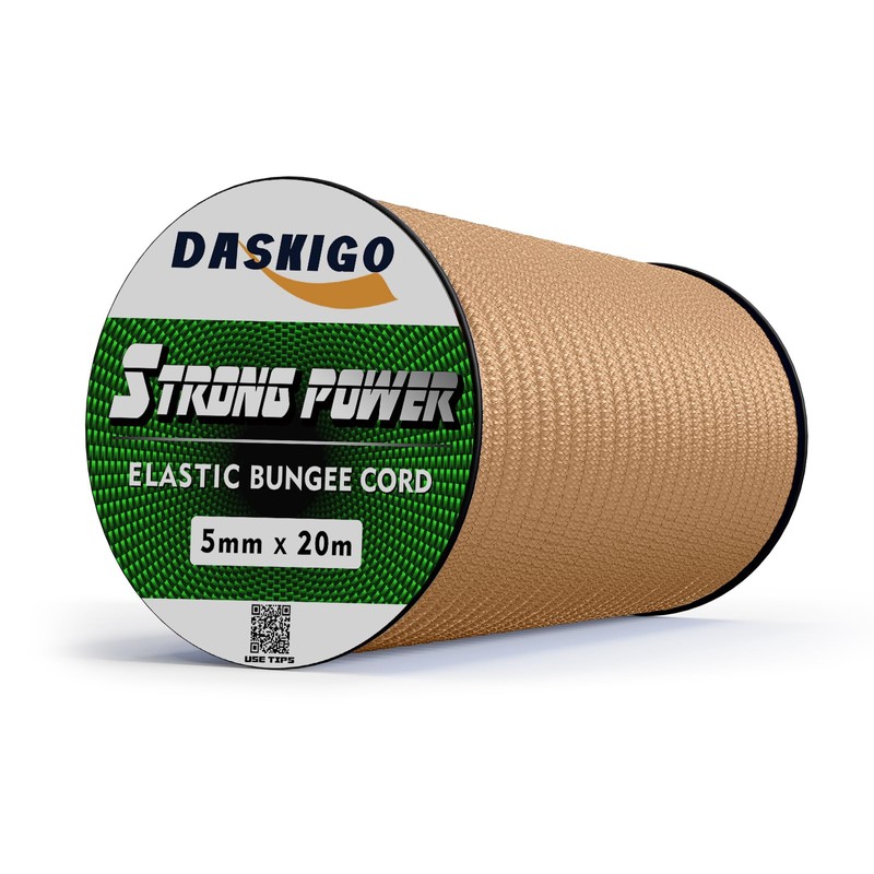 Bungee Cord Elastic Shock Cord, 5mm x 20M Khaki