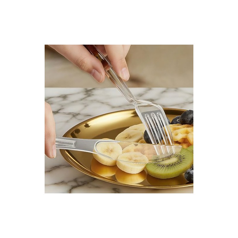 Zcaukya Clear Plastic Silverware Set, 300 Count