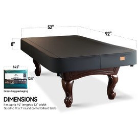 Heavy Duty Leatherette Billiard Pool Table Cover, Waterproof & Tearproof Covers for Pool Table 7/8/9FT Fitted (7 Feet/ Black)