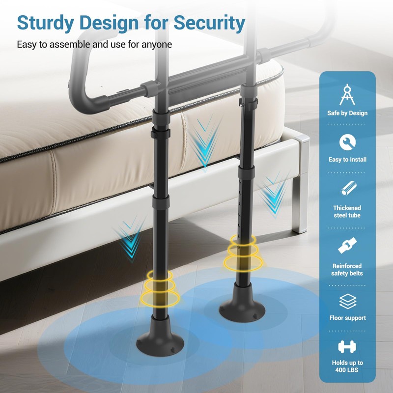 Bed Rails for Elderly Adults Safety:Adjustable Bedside Assist Rails with