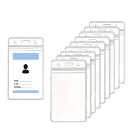 10 Pack ID Card Badge Holder, Clear Waterproof Vertical Name Tag Card Lanyard Holder for Women Nurse Teacher Student Kids Work Office