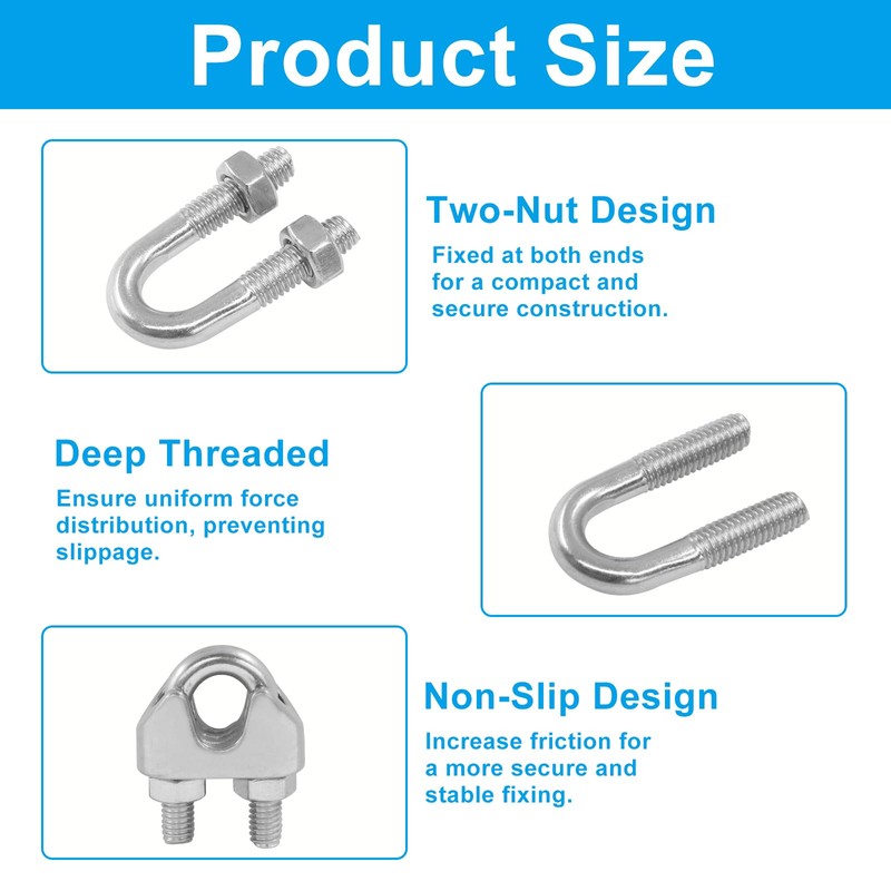 Aracombie 10 Pack 5/16 Inch M8 Stainless Steel Wire Rope