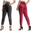Women's Tapered Satin Pants Elastic Waist Business Work Casual Ankle