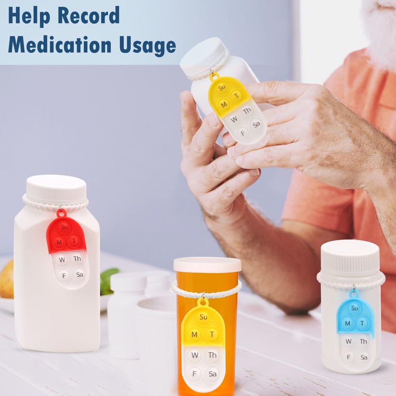 6 Pack Medication Pill Tracker Pill Reminder with Ties Reusable