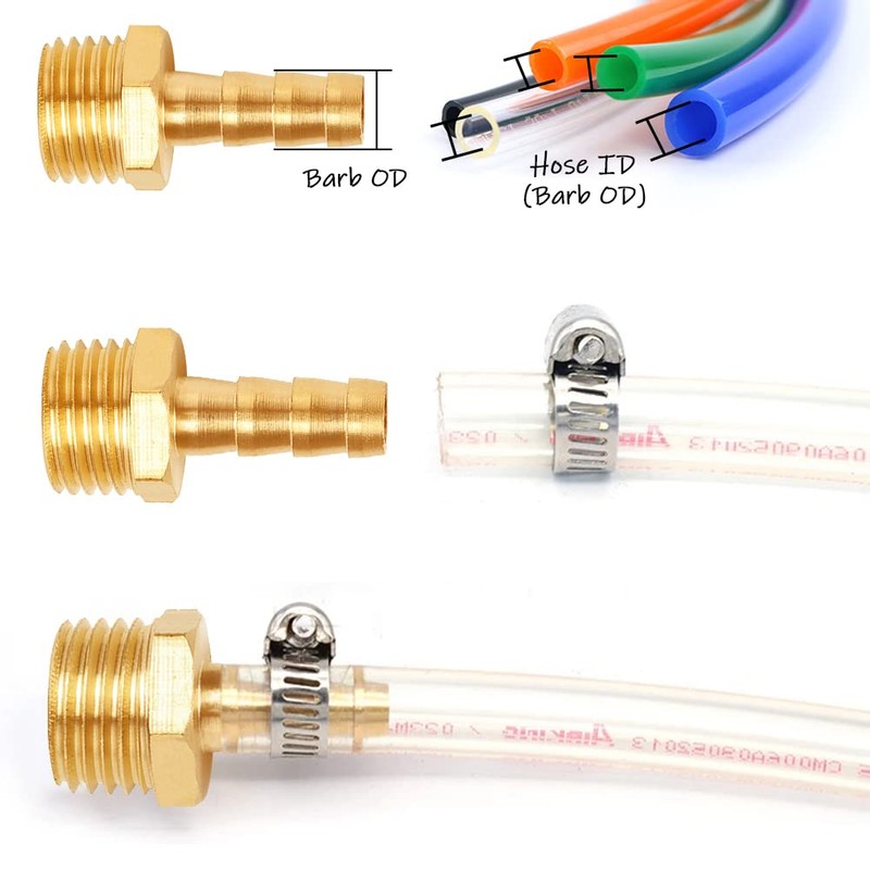 Brass 3/8" NPT Male to 3/8" Hose Barbed Fittings, 2PCS