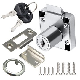 Automatic Lock Tongue Cabinet Drawer Lock 【Keyed Alike】Furniture Locker Lock Showcase Lock Drilling Diameter 3/4"/19mm for (3/5"-/15mm -7/8"-/22mm ) Door Panel