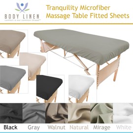 Tranquility Microfiber Massage Table Fitted Sheets by Body Linen- Lightweight, Durable Fitted Sheets for Massage Table & Spa. Wrinkle Free, Secure Fitting, Soft & No Pilling (Gray, 10 Pack)