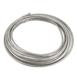 sourcing map 1/8" (3mm) 304 Stainless Steel Cable Wire Rope 7 x 7 Strands Core 16.4ft (5m) PVC Coated Aircraft Wire for Construction Outdoors Marine Rigging Decking Railings