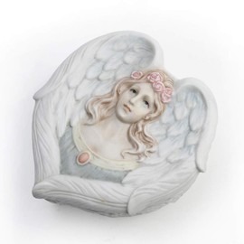 US 5.13 Inch Angel with Rose Head Wreath Decorative Trinket Box, White
