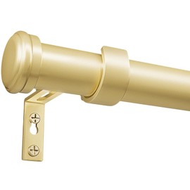 Zeerobee Curtain Rods for Windows 66 to 120, 1 Inch Heavy Duty Adjustable Drapery Rods, Modern Indoor/Outdoor Curtain Pole for Bedroom, Living Room, Patio, Farmhouse, 32"-120", Gold