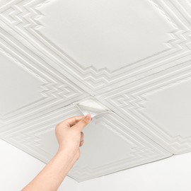 Ceiling Tiles, Ceiling Tiles Peel and Stick, Covered 21 Sq.Ft, 3D Wall Panels Foam Peel and Stick, Easy to Install and Waterproof for Ceil and Wall Decor, White（16 PCS）