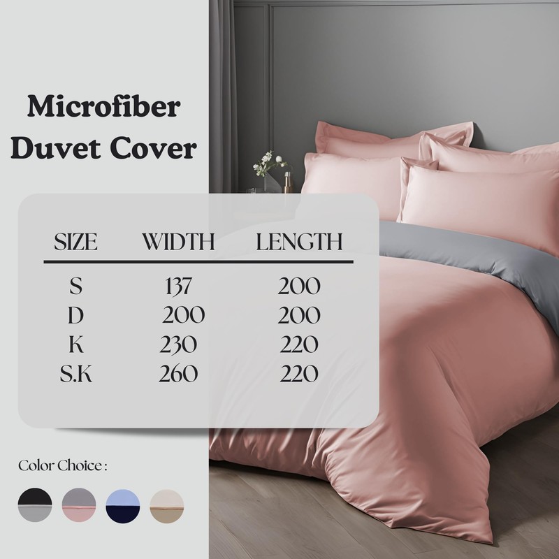 J.Din Blush Pink and Grey Plain Dyed Duvet Cover -