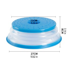 Collapsible Microwave Splatter Cover For Food With Silicone Mats, 10.5 Inch, Dishwasher-safe, Microwave Plate Cover With Steam Vent，BPA-Free Silicone & Plastic (Dark blue)